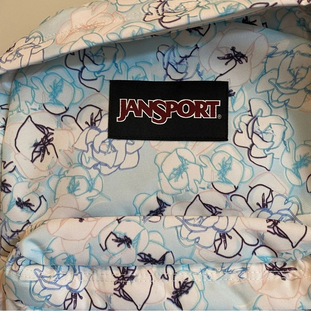 JANSPORT Black Label Superbreak Blue Sketch Floral Backpack